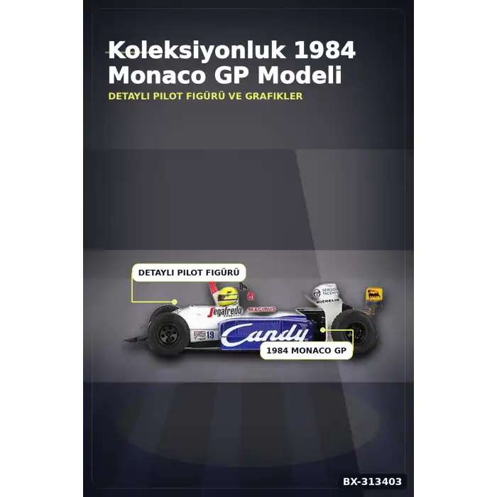 Diecast 1/64 Formula 1 Toleman TG184 Senna 1984 Monaco Podyum Model Araba BX-313403