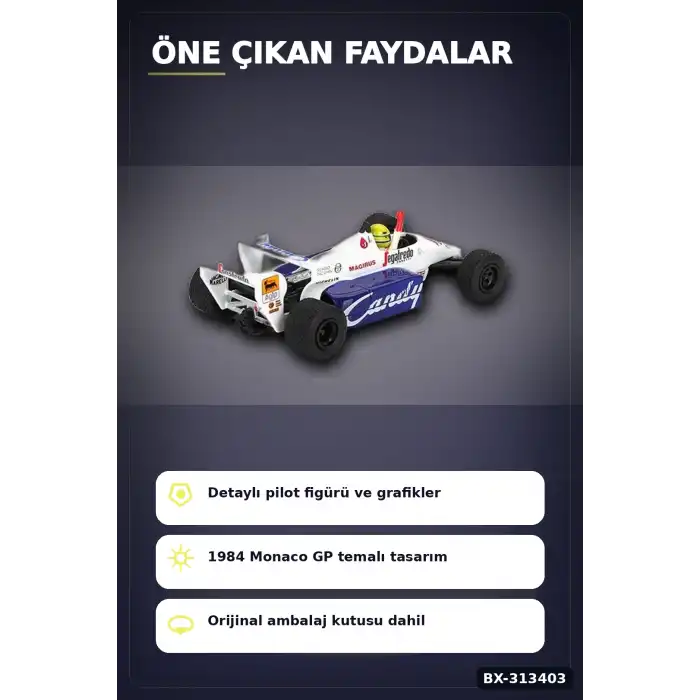 Diecast 1/64 Formula 1 Toleman TG184 Senna 1984 Monaco Podyum Model Araba BX-313403