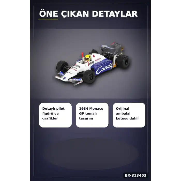 Diecast 1/64 Formula 1 Toleman TG184 Senna 1984 Monaco Podyum Model Araba BX-313403