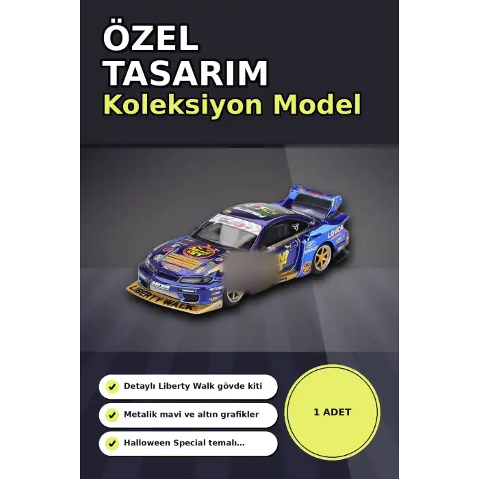Halloween Temalı 1/64 Nissan S15 Silvia Diecast Model Araba, Koleksiyonluk Parça BX-313404
