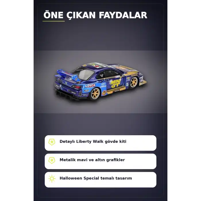 Halloween Temalı 1/64 Nissan S15 Silvia Diecast Model Araba, Koleksiyonluk Parça BX-313404