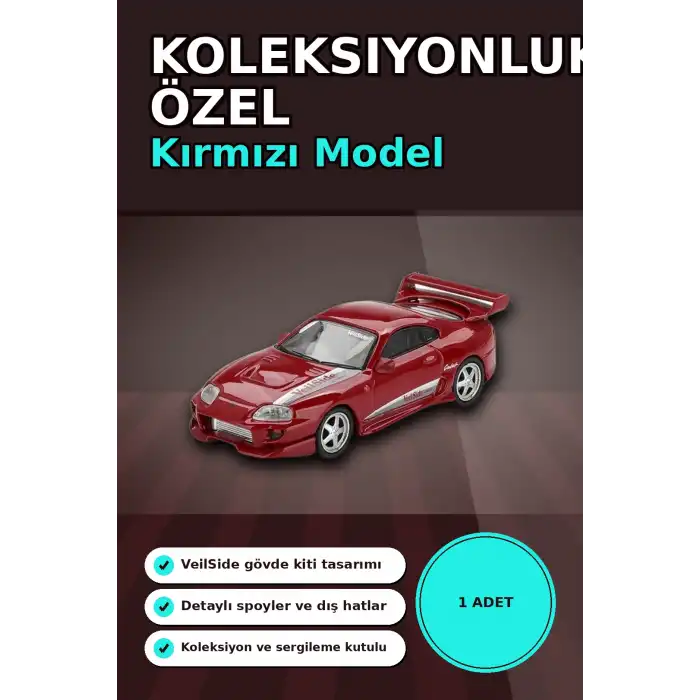 Diecast 1/64 VeilSide Combat V-I Toyota Supra Kırmızı Model Araba - Tekli Kutu BX-313405