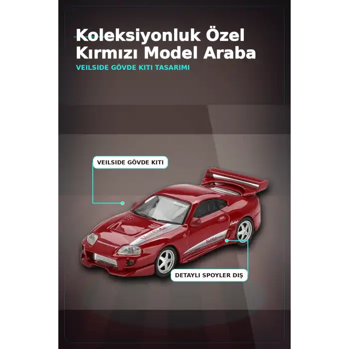 Diecast 1/64 VeilSide Combat V-I Toyota Supra Kırmızı Model Araba - Tekli Kutu BX-313405