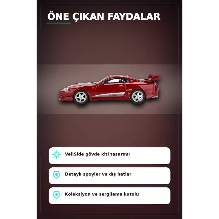 Diecast 1/64 VeilSide Combat V-I Toyota Supra Kırmızı Model Araba - Tekli Kutu BX-313405