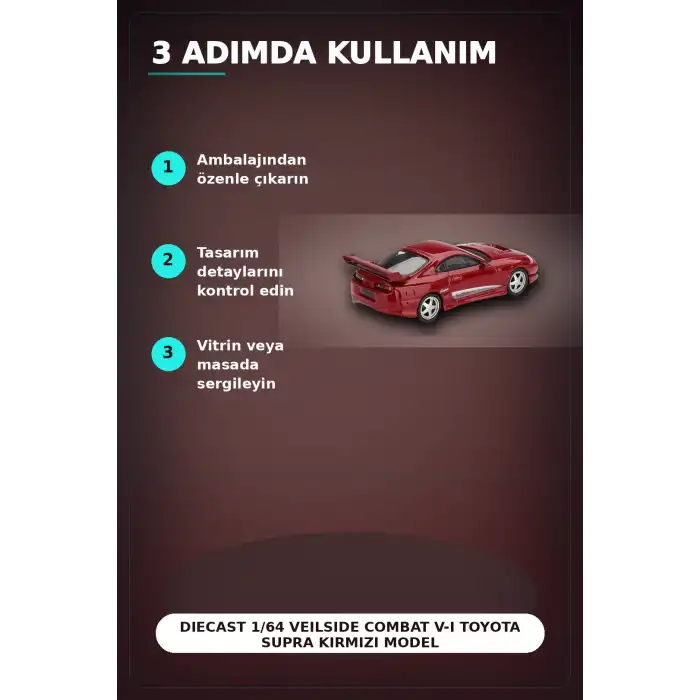 Diecast 1/64 VeilSide Combat V-I Toyota Supra Kırmızı Model Araba - Tekli Kutu BX-313405
