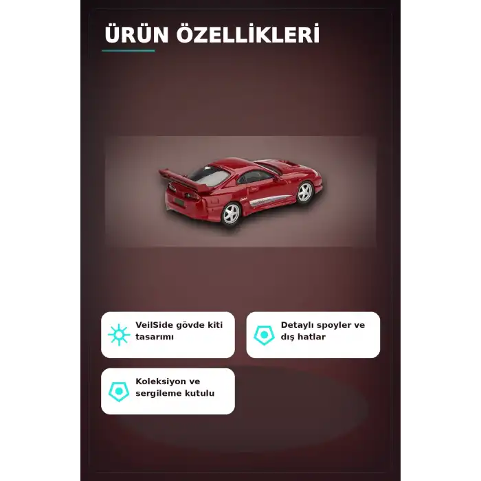 Diecast 1/64 VeilSide Combat V-I Toyota Supra Kırmızı Model Araba - Tekli Kutu BX-313405
