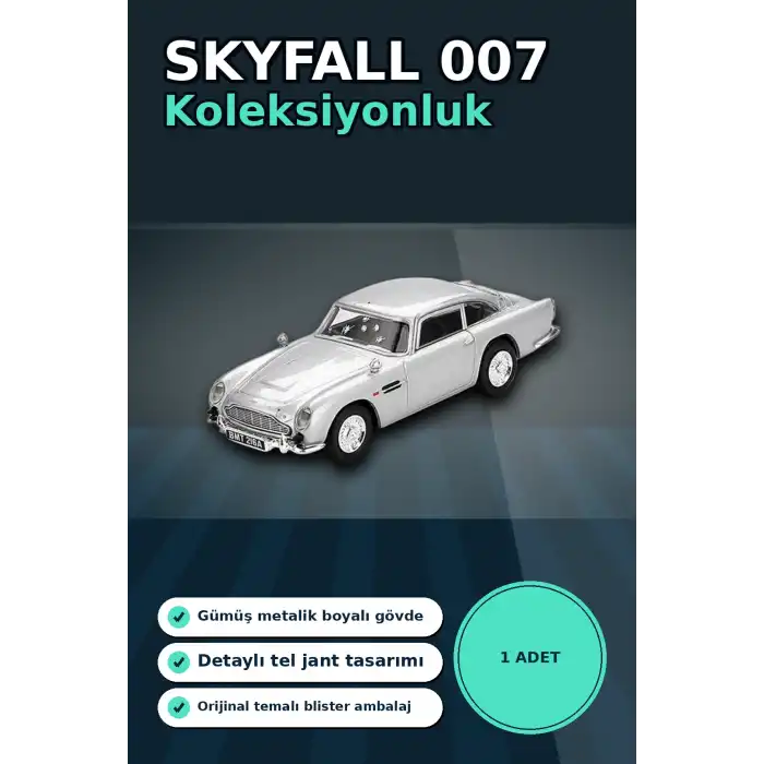 Diecast 1/64 Aston Martin DB5 Skyfall Filmi Model Araba - Koleksiyonluk Blister Paket BX-313406
