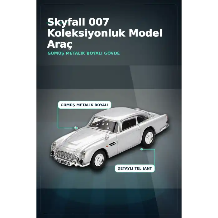 Diecast 1/64 Aston Martin DB5 Skyfall Filmi Model Araba - Koleksiyonluk Blister Paket BX-313406