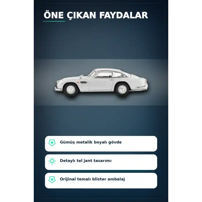 Diecast 1/64 Aston Martin DB5 Skyfall Filmi Model Araba - Koleksiyonluk Blister Paket BX-313406