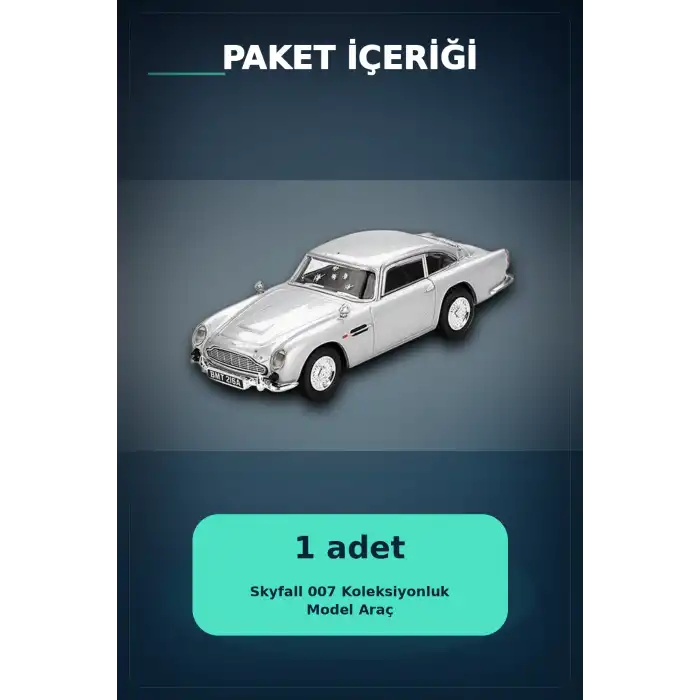 Diecast 1/64 Aston Martin DB5 Skyfall Filmi Model Araba - Koleksiyonluk Blister Paket BX-313406