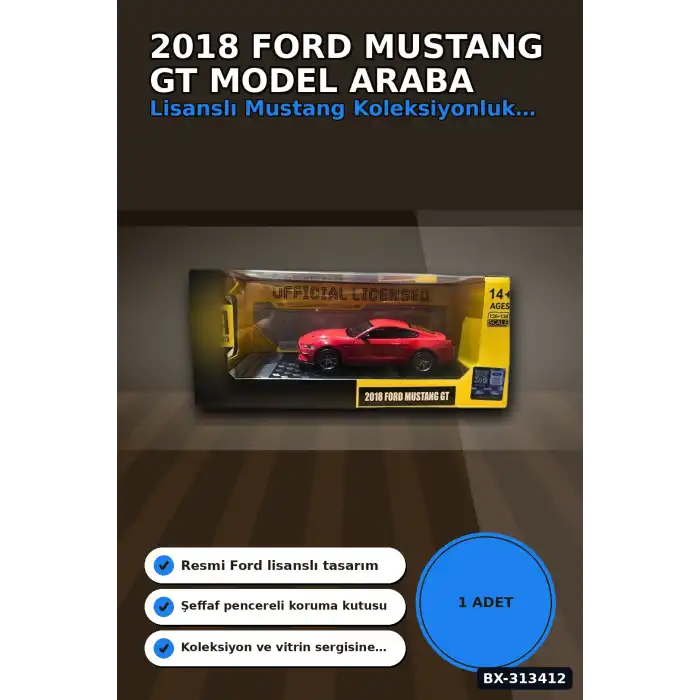 Detayli 1/32 Olcek 2018 Ford Mustang GT Kirmizi Kasik Model Araba Vitrin Icin 1 Adet BX-313412