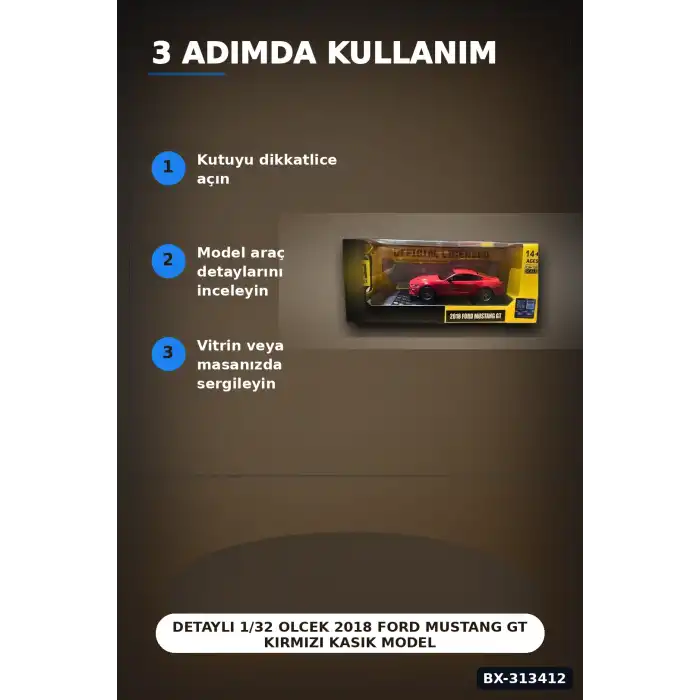 Detayli 1/32 Olcek 2018 Ford Mustang GT Kirmizi Kasik Model Araba Vitrin Icin 1 Adet BX-313412