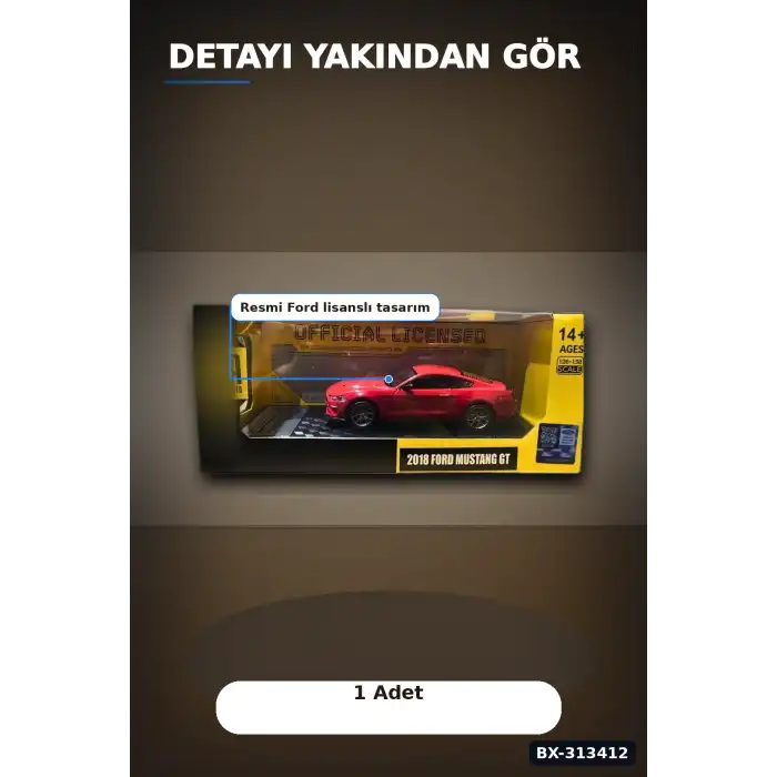 Detayli 1/32 Olcek 2018 Ford Mustang GT Kirmizi Kasik Model Araba Vitrin Icin 1 Adet BX-313412