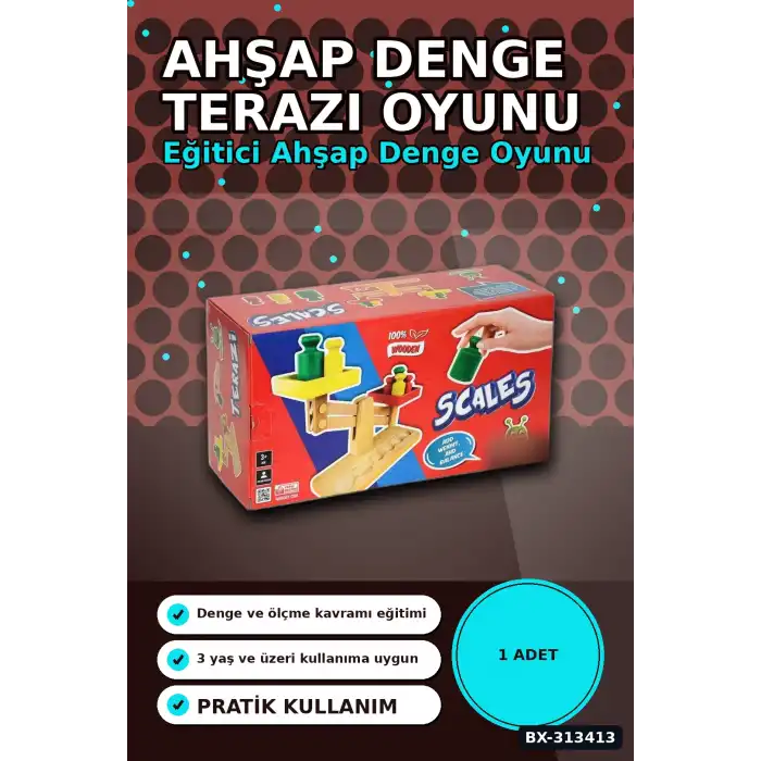 Ahşap Terazi 12 Cm Denge Oyunu - Dijital Baskılı 1 Adet Çocuk Aktivite Seti BX-313413