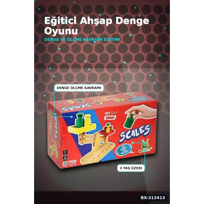 Ahşap Terazi 12 Cm Denge Oyunu - Dijital Baskılı 1 Adet Çocuk Aktivite Seti BX-313413