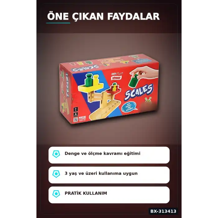 Ahşap Terazi 12 Cm Denge Oyunu - Dijital Baskılı 1 Adet Çocuk Aktivite Seti BX-313413