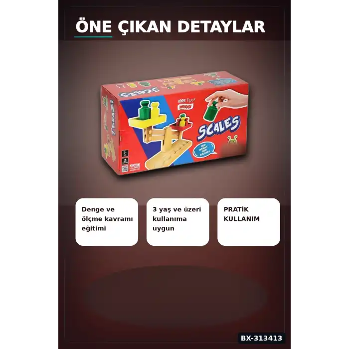 Ahşap Terazi 12 Cm Denge Oyunu - Dijital Baskılı 1 Adet Çocuk Aktivite Seti BX-313413