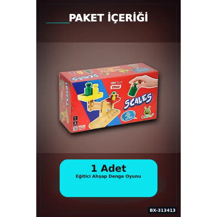 Ahşap Terazi 12 Cm Denge Oyunu - Dijital Baskılı 1 Adet Çocuk Aktivite Seti BX-313413
