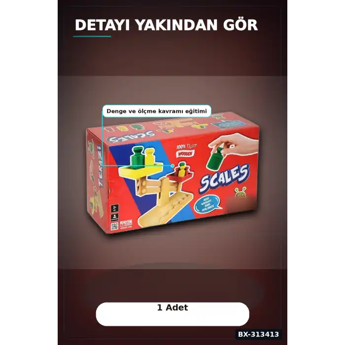Ahşap Terazi 12 Cm Denge Oyunu - Dijital Baskılı 1 Adet Çocuk Aktivite Seti BX-313413