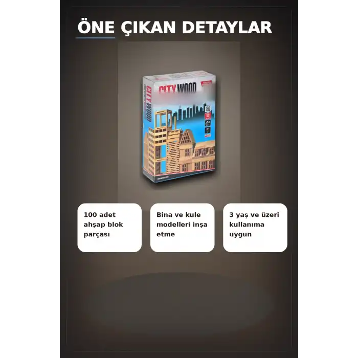 Ahşap Yapı Blokları 100 Parça 11x2,2x0,7 cm Doğal ve Boyalı Çocuk Gelişim BX-313414