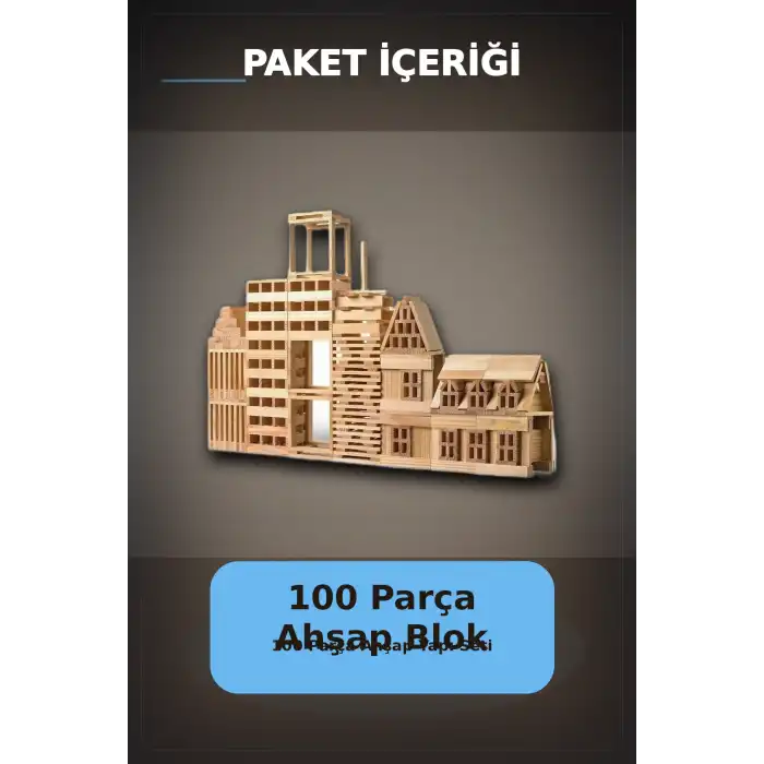 Ahşap Yapı Blokları 100 Parça 11x2,2x0,7 cm Doğal ve Boyalı Çocuk Gelişim BX-313414