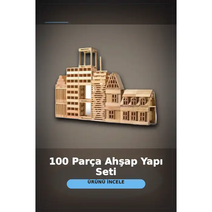 Ahşap Yapı Blokları 100 Parça 11x2,2x0,7 cm Doğal ve Boyalı Çocuk Gelişim BX-313414