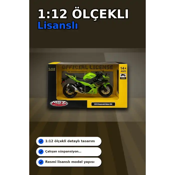 Detaylı 1/12 2023 Kawasaki Ninja 400 Motosiklet - Koleksiyonluk Tekli Paket BX-313415
