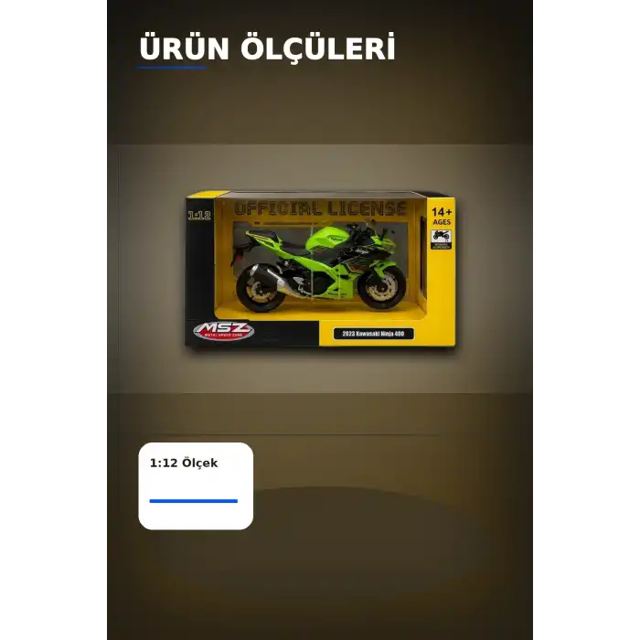 Detaylı 1/12 2023 Kawasaki Ninja 400 Motosiklet - Koleksiyonluk Tekli Paket BX-313415