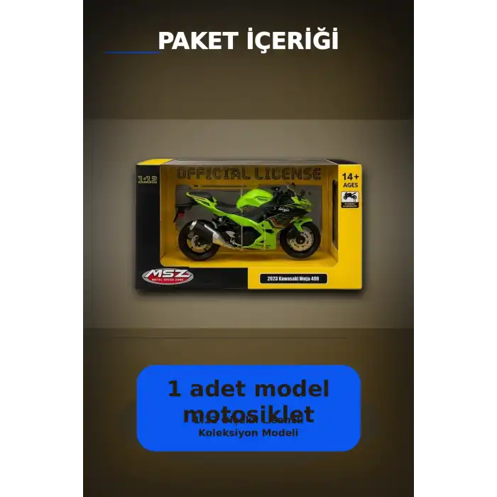 Detaylı 1/12 2023 Kawasaki Ninja 400 Motosiklet - Koleksiyonluk Tekli Paket BX-313415