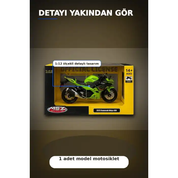 Detaylı 1/12 2023 Kawasaki Ninja 400 Motosiklet - Koleksiyonluk Tekli Paket BX-313415