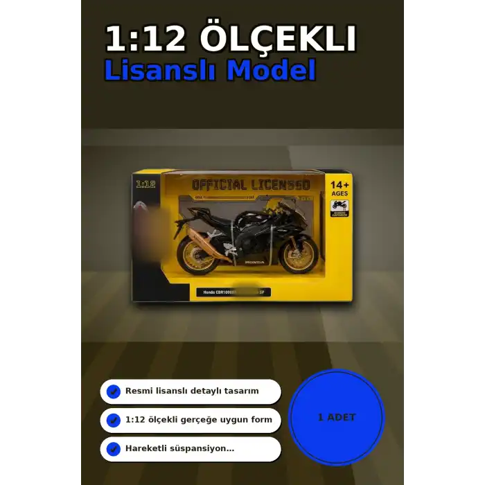 Spor Motosiklet Modeli 1/12 Ölçekli - Honda CBR1000RR R Fireblade Minyatür, Koleksiyonluk BX-313416