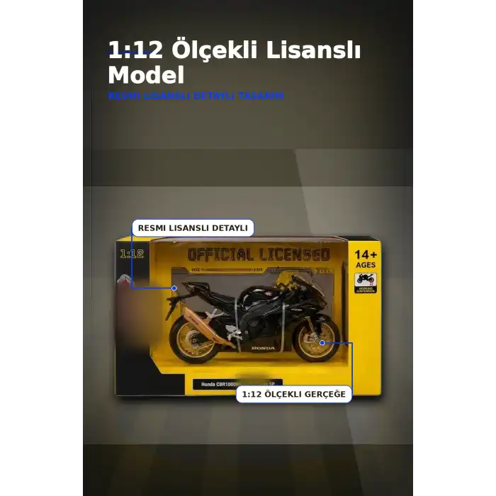 Spor Motosiklet Modeli 1/12 Ölçekli - Honda CBR1000RR R Fireblade Minyatür, Koleksiyonluk BX-313416