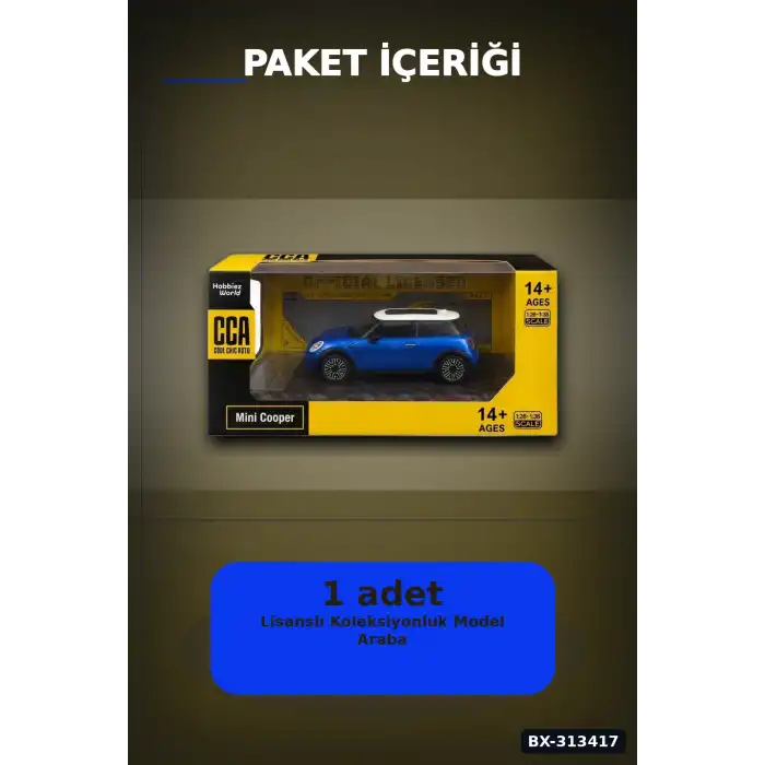 Açık Kırmızı 1/32 Mini Cooper Model Araba Koleksiyonluk Vitrin Oyuncak - Tekli BX-313417