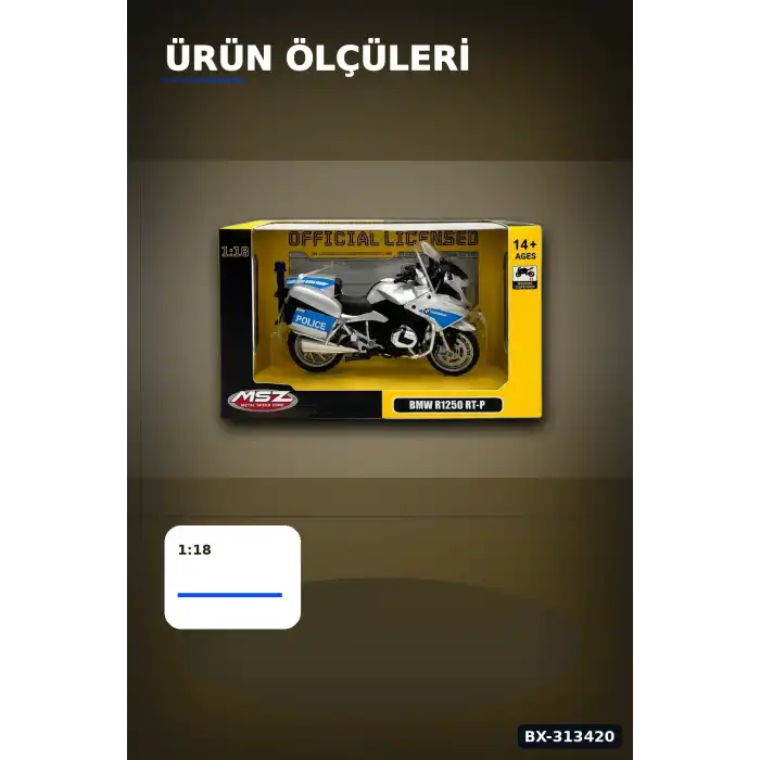 Die-Cast 1:18 Ölçekli Alman Polis BMW R1250RT Motosiklet Modeli 1 Adet BX-313420