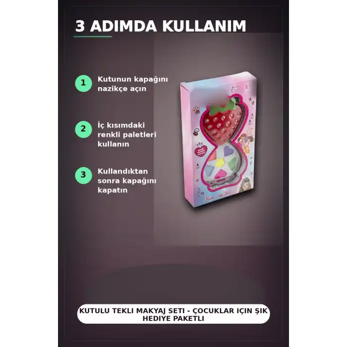 Kutulu Tekli Makyaj Seti - Çocuklar Için Şık Hediye Paketli Kozmetik Oyun Seti BX-313421