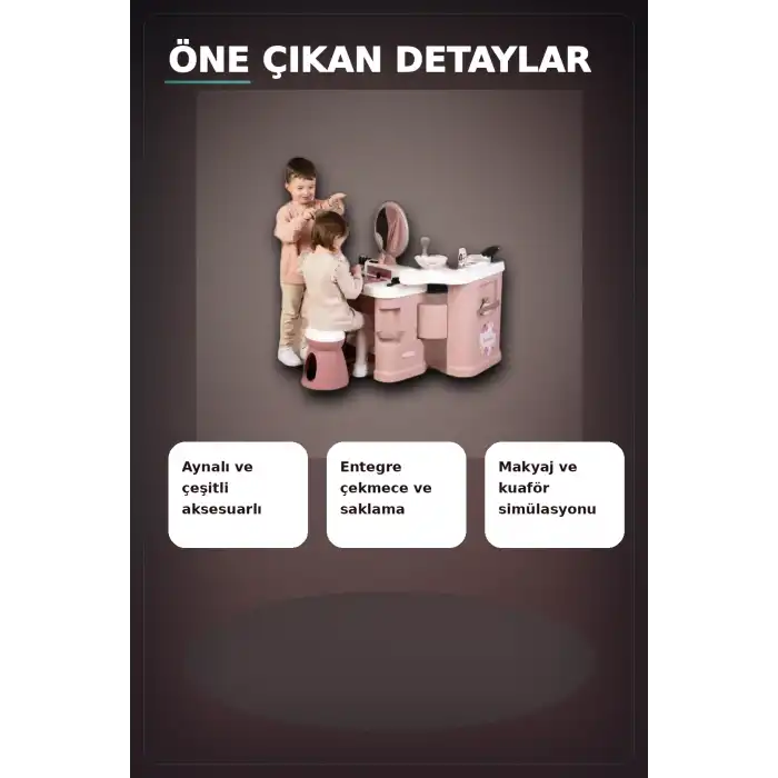 Katlanabilir 3 Parcali Guzellik Salonu Oyun Seti - Cocuklar Icin Makyaj Kuafor Manikur BX-313422