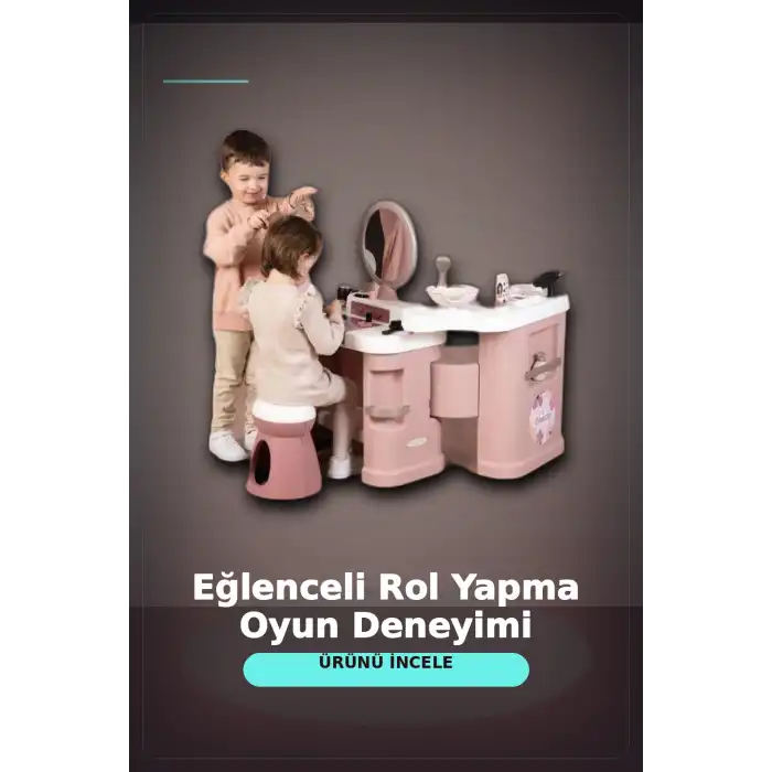 Katlanabilir 3 Parcali Guzellik Salonu Oyun Seti - Cocuklar Icin Makyaj Kuafor Manikur BX-313422