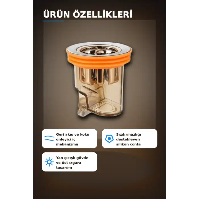 Koku Onleyici DN40 DN50 Gider Aparati Paslanmaz Celik Izgarali Silikon Contali Sifon BX-313423