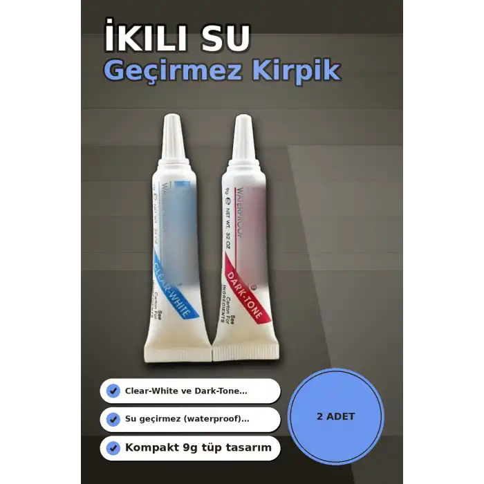 Kirpik Yapistirici Beyaz Ve Siyah Ikili Set - 2 Adet, Takma Kirpik Yapistiricisi BX-313427