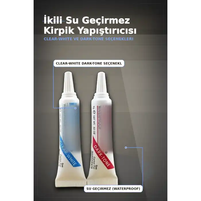 Kirpik Yapistirici Beyaz Ve Siyah Ikili Set - 2 Adet, Takma Kirpik Yapistiricisi BX-313427