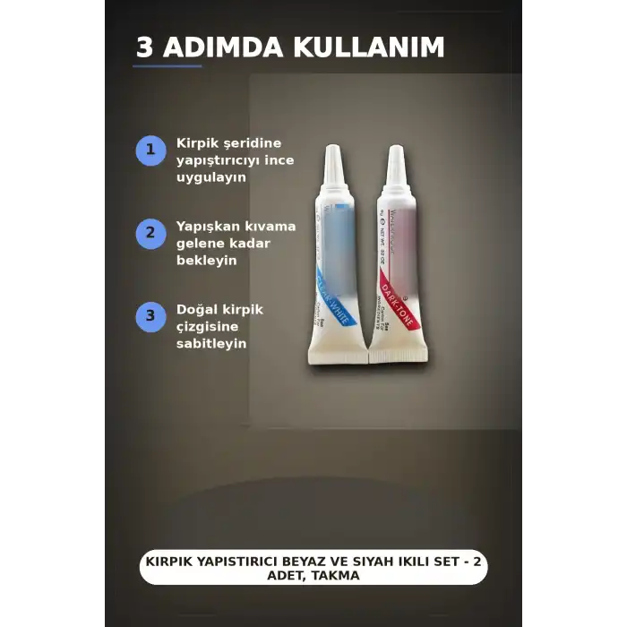 Kirpik Yapistirici Beyaz Ve Siyah Ikili Set - 2 Adet, Takma Kirpik Yapistiricisi BX-313427