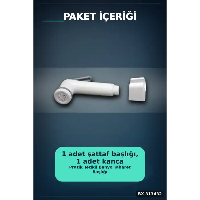 Köşeli Taharetmatik Şattaf Başlık - Beyaz Gri Plastik - Banyo Aksesuarı BX-313432