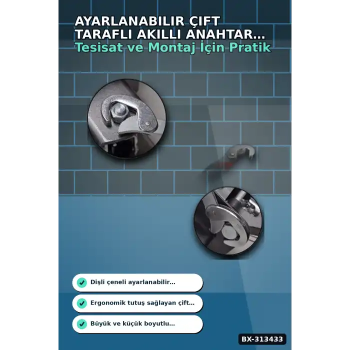 8-32mm Ayarlanabilir Çift Taraflı Akıllı Anahtar Seti - 2 Parça Kombine El Aleti BX-313433