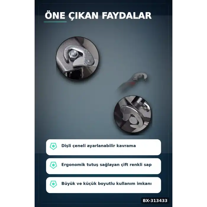 8-32mm Ayarlanabilir Çift Taraflı Akıllı Anahtar Seti - 2 Parça Kombine El Aleti BX-313433