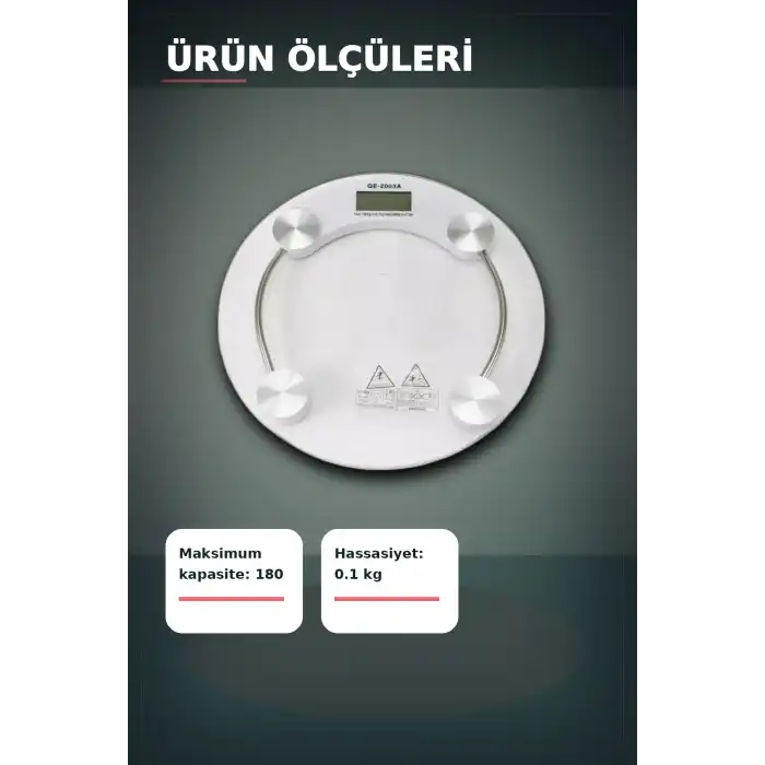 Temperli Cam 180 Kg Kapasiteli Dokunmatik Baskül - Şeffaf Dijital Tartı, Ev Kullanımı BX-313434