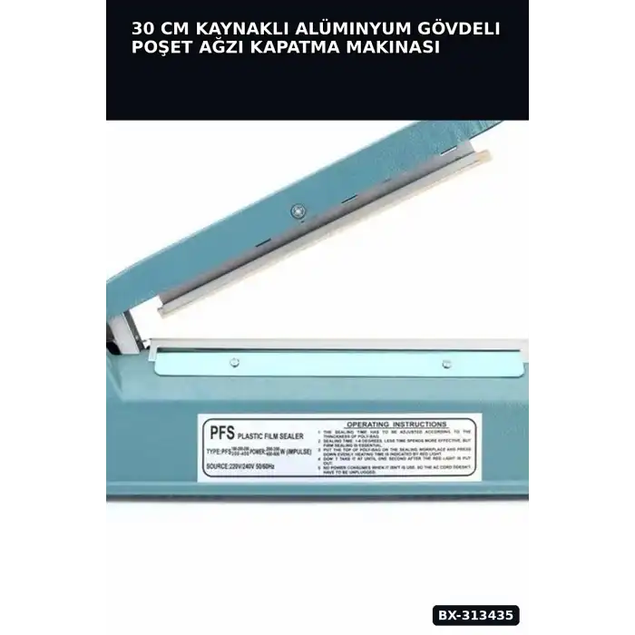 30 Cm Kaynaklı Alüminyum Gövdeli Poşet Ağzı Kapatma Makinası FS-300 Isı Ayarı 8 Kademe BX-313435