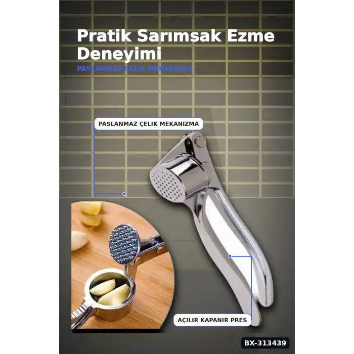 Mekanik Pense Formlu 14.5 cm Paslanmaz Çelik Sarımsak Ezici Alet 1 Adet BX-313439