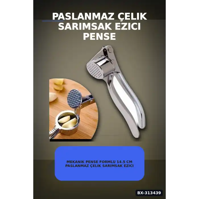 Mekanik Pense Formlu 14.5 cm Paslanmaz Çelik Sarımsak Ezici Alet 1 Adet BX-313439