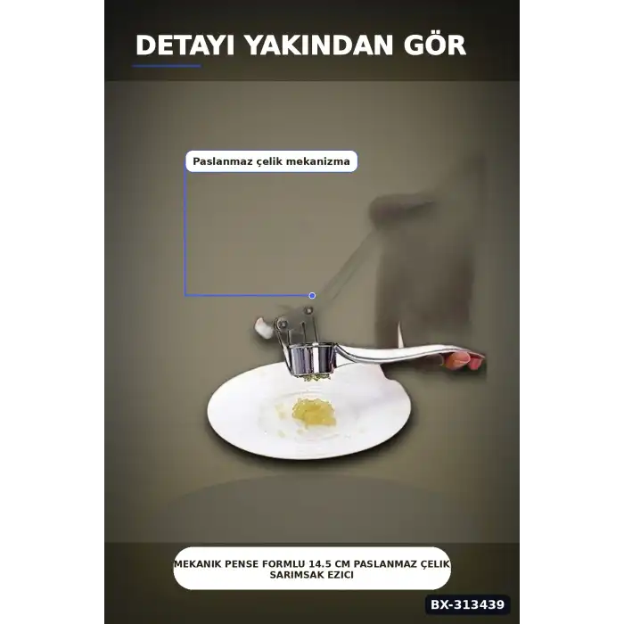 Mekanik Pense Formlu 14.5 cm Paslanmaz Çelik Sarımsak Ezici Alet 1 Adet BX-313439