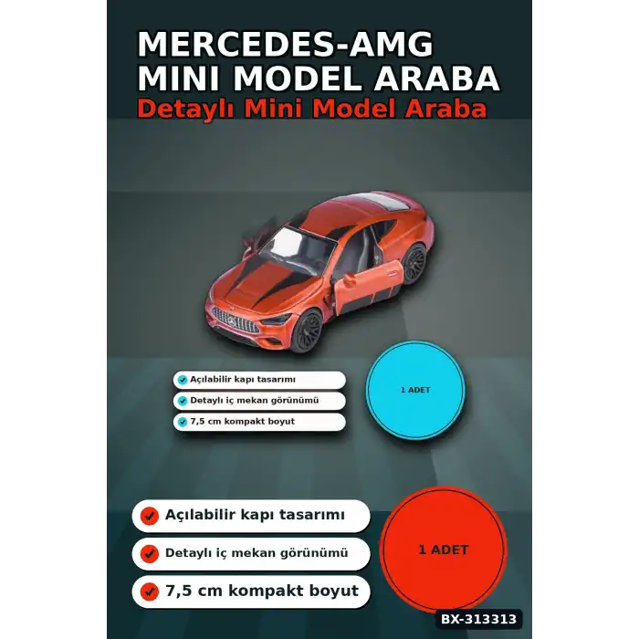 Resmi Lisanslı 7.5 cm Mercedes-AMG Mini Model Araba - 1 Adet, Koleksiyonluk Oyuncak BX-313313